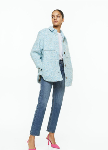 Блакитне демісезонне Жіноче вовняне пальто Н&М (56429) XS Блакитне H&M