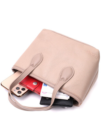 Женская сумка с двумя ручками из натуральной кожи 22283 Бежевая Vintage (276461727)