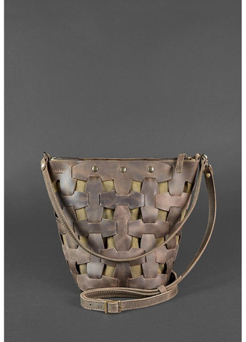Шкіряна плетена жіноча сумка Пазл темно-коричнева Crazy Horse BN-BAG-32-O BlankNote (277977885)