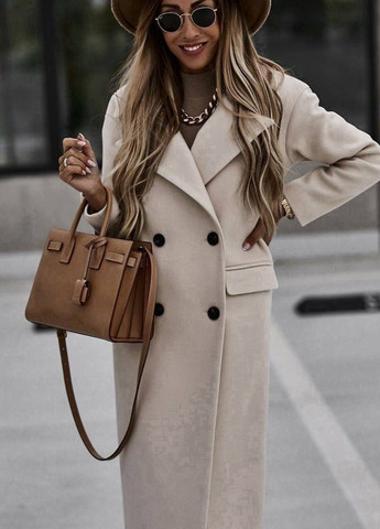 Бежевое Женское пальто из кашемира цвет бежевый р.42/44 447337 New Trend