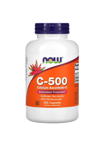 Вітамін С з Кальцієм C-500 Ascorbate - 250 вег.капсул Now Foods (276530020)