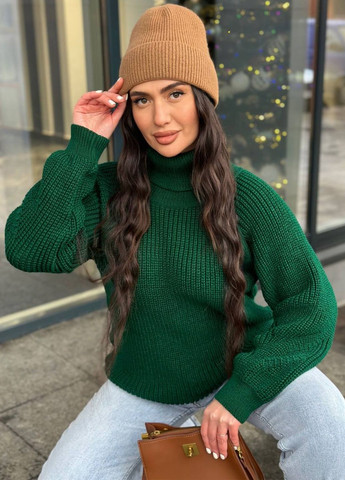 Зелений зимовий вовняний светр No Brand