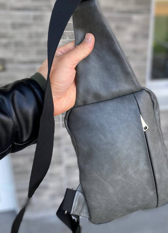 Нагрудна сумка з кобурою екошкіра сірий колір Tactica Pro Gray No Brand (258430128)