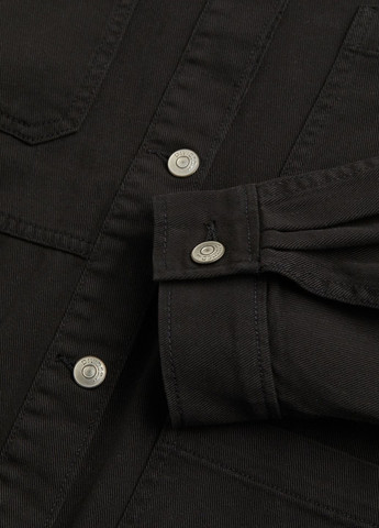 Черный женский пиджак-рубашка из саржи H&M однотонный - демисезонный