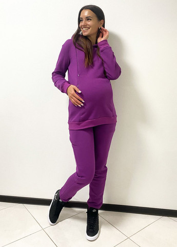 Утепленный спортивный костюм с начесом для беременных и кормящих мам с широким бандажным поясом и секретами для кормления Матуся теплый костюм (267230226)