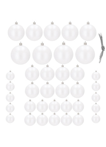 Набір ялинкових куль d=8, 7, 6, 5, 3 см 37 шт CA0146 Springos білий пластик