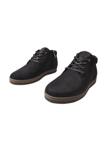 Черные ботинки мужские из натуральной кожи (нубук), на низком ходу, на шнуровке, черные, украина Falcon