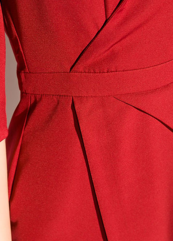 Бордовое деловое платье (полубатал) на запах (бордовый) Time of Style однотонное