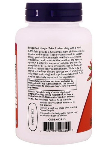 Vitamin B-100 Sustained Release 100 Tabs Now Foods (256724053)