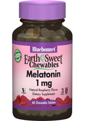 EarthSweet Chewables, Melatonin 1 mg 60 Chewable Tabs Natural Raspberry Flavor BLB0990 Bluebonnet Nutrition (256722079)