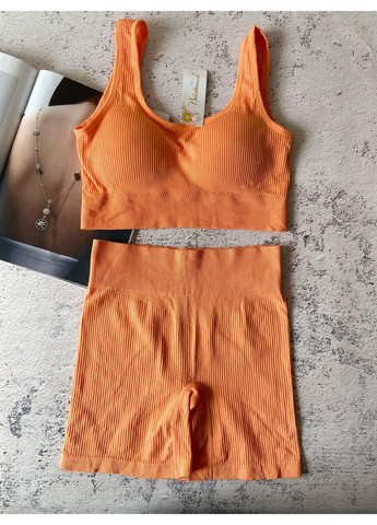 Оранжевый оранжевый спортивный комплект женского нижнего белья в рубчик Beisdanna