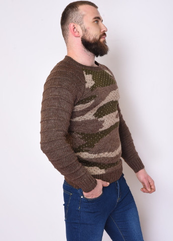 Коричневий зимовий светр чоловічий акриловий коричневого кольору з візерунком Let's Shop