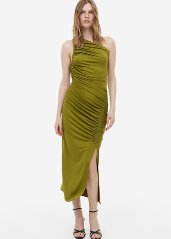 Оливкова кежуал плаття, сукня H&M однотонна