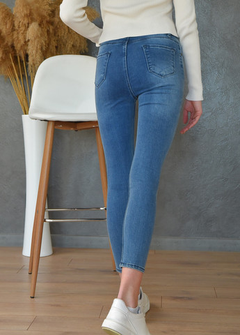 Голубые демисезонные зауженные джинсы подростковые голубого цвета размер 28 Let's Shop