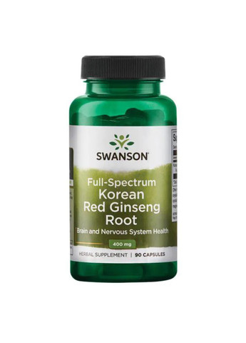 Корень Корейского Красного Женьшеня Korean Red Ginseng Root 400 мг – 90 капсул Swanson (271405962)