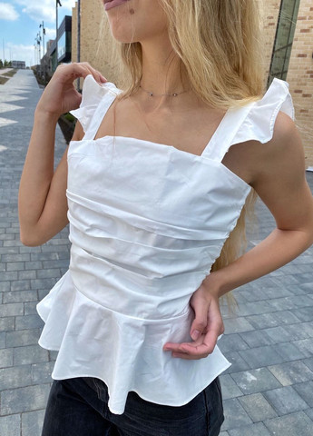 Белая летняя элегантная летняя блузка - белый No Brand