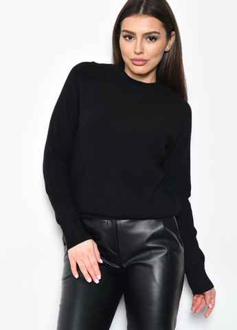 Чорний зимовий светр жіночий рубчик чорного кольору пуловер Let's Shop