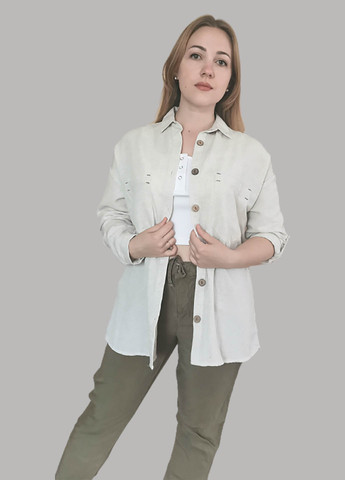 Бежевая кэжуал рубашка Luvete с длинным рукавом