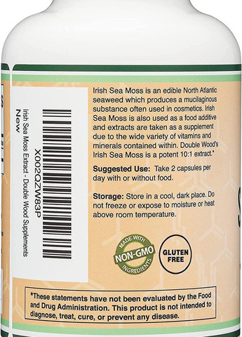 Екстракт ірландського моху Irish Moss Extract 1200 mg 180 caps Double Wood Supplements (261765752)
