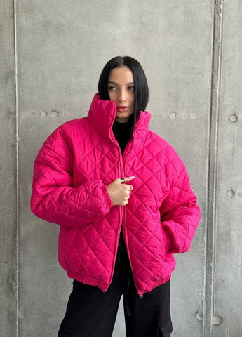 Розовая стеганая куртка на силиконе 200 подкладка из основы куртка-пальто No Brand