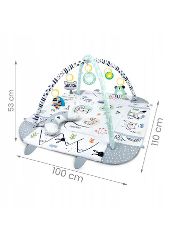 Великий розвиваючий інтерактивний килимок для немовлят малюків дітей з 7 іграшками 100х110х53 см (474820-Prob) Сірий кролик Unbranded (259906169)
