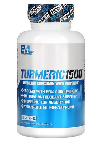 Куркумин Turmeric1500, Turmeric Curcumin with Bioperine, 90 Veggie Capsules EVLution Nutrition (260190575)