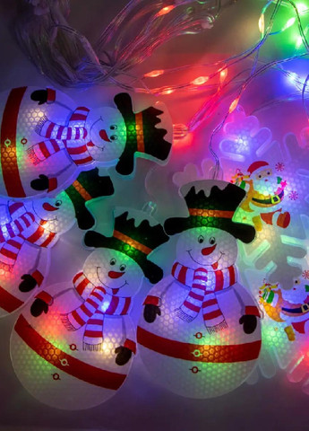 Светодиодная комнатная гирлянда бахрома объемные 3D снеговики и снежинки 88 LED светодиодов 3.2 м (475456-Prob) Мультицветная Unbranded (267807911)
