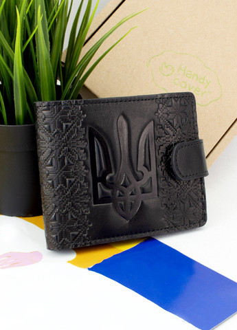 Подарунковий чоловічий набір №57 (чорний): Портмоне з гербом + ремінь HandyCover (257562432)