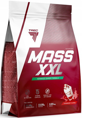 MASS XXL 4800 g /69 servings/ Strawberry Trec Nutrition (258190412)