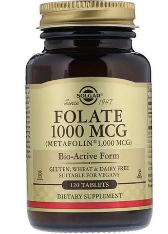 Folate 1000 mcg (as Metafolin) 120 Tabs Solgar (258499032)