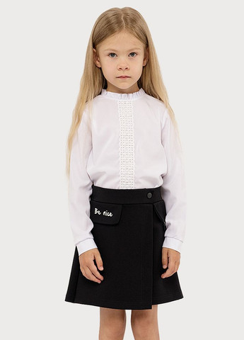 Блуза довгий рукав для дівчинки колір білий ЦБ-00222559 Mevis (260355853)