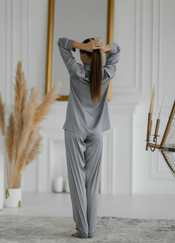 Серая женская пижама шелк армани jesika серого цвета р.l 380640 New Trend