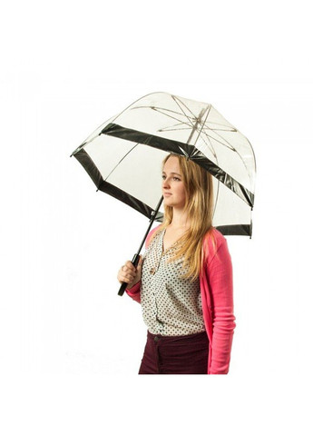 Механический женский прозрачный зонт-трость BIRDCAGE-1 L041 - BLACK Fulton (262449489)