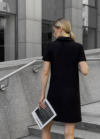 Черное кэжуал платье поло размер xs цвет черный поло Allocco однотонное