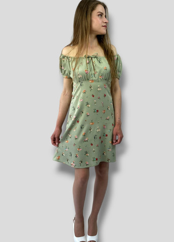 Оливкова повсякденний літня сукня No Brand з квітковим принтом