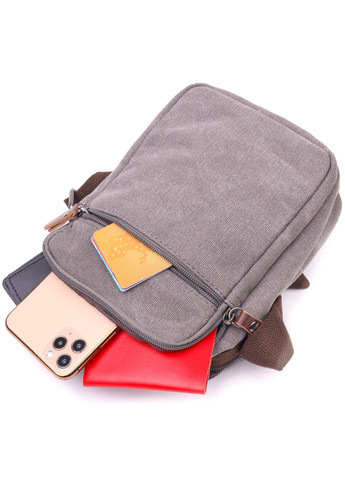 Компактна чоловіча сумка із щільного текстилю 21244 Сіра Vintage (258286250)