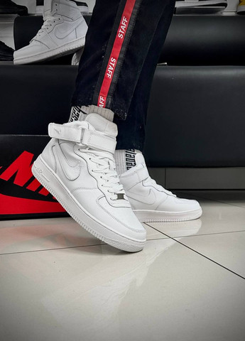 Белые демисезонные высокие мужские кроссовки копия No Brand