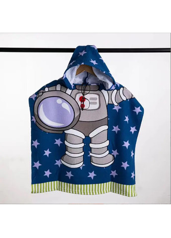 Unbranded дитячий пляжний рушник пончо з капюшоном мікрофібра для ванної басейну пляжу 60х60 см (474682-prob) зірки малюнок блакитний виробництво -