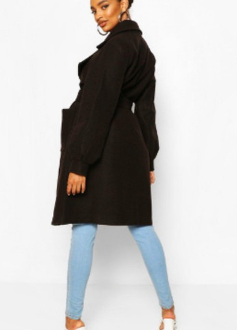 Черное демисезонное Женское однотонное пальто, размер l(40), черный Boohoo