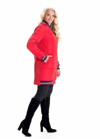 Червона демісезонна осіння жіноча куртка великого розміру SK