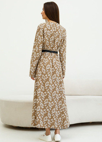 Бежевое повседневный, кэжуал, джинсовое платье ингрид Ри Мари с цветочным принтом