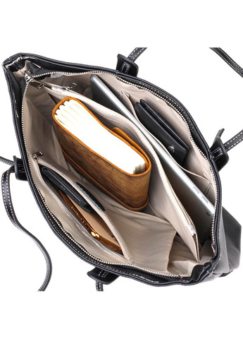 Вместительная женская сумка из натуральной кожи 22082 Черная Vintage (260359822)