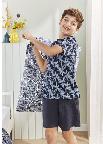 Темно-синяя всесезон пижама для мальчика футболка + шорты Pepperts