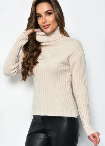 Бежевий зимовий светр жіночий ангора бежевого кольору пуловер Let's Shop