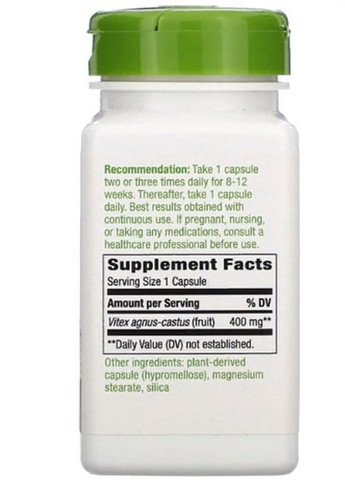 Vitex Fruit 400 mg 100 Veg Caps NWY-11750 Nature's Way (258498946)