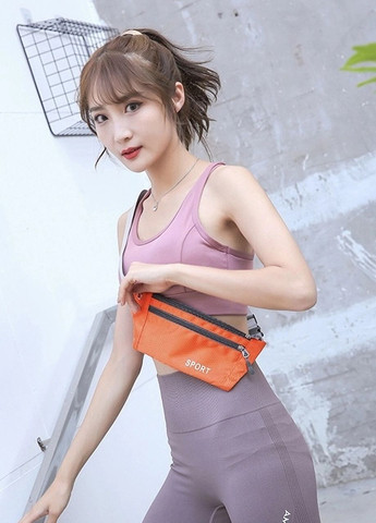 Поясна спортивна бананка маленька сумка для бігу помаранчева No Brand (277943071)