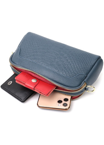 Модная сумка на два отделения из натуральной кожи 22355 Синяя Vintage (276461829)