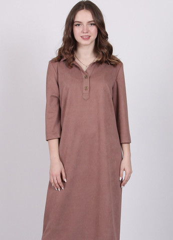 Світло-коричнева кежуал сукня жіноча 0652 замш на дайвінгу капучино Актуаль