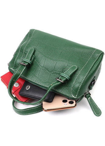 Небольшая женская сумка с двумя ручками из натуральной кожи 22359 Зеленая Vintage (276461807)