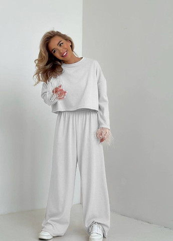 Женский трикотажный костюм цвет белый р.42/44 446414 New Trend (271558051)